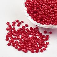 Opaque Glass Seed Beads, Fringe Drop Beads, Coral, 4~5x3mm, Hole: 1mm, about 862pcs/50g(X-SEED-R032-A07)
