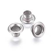 European Style 201 Stainless Steel Eyelet Core, Grommet for Large Hole Beads, Flat Round, Stainless Steel Color, 8x4.5mm, Hole: 4mm(STAS-L226-001P)