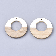 Resin & Wood Pendants, Ring, Creamy White, 38x3.5mm, Hole: 2mm(RESI-S358-29B-11)