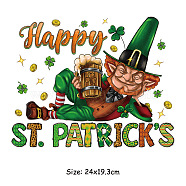 Saint Patrick's Day Theme PET Sublimation Stickers, Heat Transfer Film, Iron on Vinyls, for Clothes Decoration, Word, 193x240mm(PW-WG34539-03)