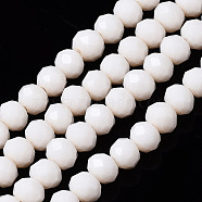 Opaque Solid Color Glass Beads Strands, Faceted, Rondelle, Creamy White, 4x3mm, Hole: 0.4mm(X1-EGLA-A034-P4mm-D17)