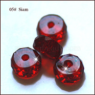 Imitation Austrian Crystal Beads, Grade AAA, Faceted, Flat Round, Dark Red, 8x3.5mm, Hole: 0.9~1mm(SWAR-F078-4x8mm-05)
