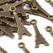 Tibetan Style Alloy Pendants, Lead Free, Nickel Free and Cadmium Free, Antique Bronze, Eiffel Tower, 12mm wide, 30mm long, hole: 4mm(X-MLF1181Y-NF)