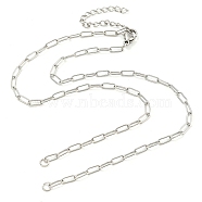 304 Stainless Steel Paperclip Chains Necklace Makings, with Lobster Claw Clasps and End Chains, Stainless Steel Color, 15.43 inch(39.2cm), Hole: 2.1mm(AJEW-P119-05P)