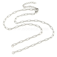 Tarnish Resistant 304 Stainless Steel Paperclip Chains Necklace Makings, with Lobster Claw Clasps and End Chains, Stainless Steel Color, 15.43 inch(39.2cm), Hole: 2.1mm(AJEW-P119-05P)