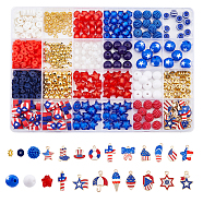 Independence Day Acrylic Beaded Stretch Bracelet with Alloy Enamel Charms DIY Making Finding Kit, Mixed Color, 4~23x4~16x1.5~9mm, Hole: 1.5~3mm(DIY-FH0006-72)