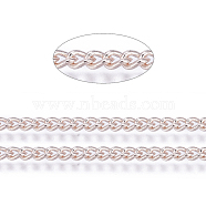 Brass Twisted Chains, Curb Chains, Unwelded, with Spool, Oval, Lead Free & Nickel Free & Cadmium Free, Rose Gold, 2.5x2x0.5mm, about 301.83 Feet(92m)/roll(CHC-S095-RG)