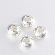 304 Stainless Steel Beads, Round, Silver Color Plated, 8x6.5mm, Hole: 3mm(X-STAS-H394-06S)