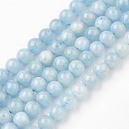 Natural Aquamarine Bead Strands, Round, 6~6.5mm, Hole: 0.5mm, about 66pcs/strand, 15.9 inch(40.5cm)(G-J376-23-6mm)