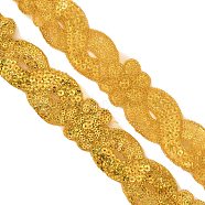 8-Shaped Polyester Ribbons, with Sequins, Gold, 1-5/8 inch(40mm), about 14.76 Yards(13.5m)/Bundle(OCOR-WH0074-57D)