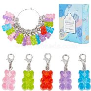 DIY Bear Pendant Decoration Making Kit, Including Resin Pendant with Alloy Clasps, Brass Hoop Earring Findings, Mixed Color, 31Pcs/box(DIY-SC0021-25)