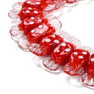 Handmade Lampwork Beads, Bumpy, Candy with Spot, Red, 26~29x9x7.5~8mm, Hole: 1mm(LAMP-M010-01B)
