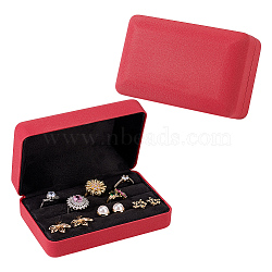 Imitation Leather Rings Box, Square, Crimson, 7.9x12.6x4.75cm(OBOX-WH0019-02)