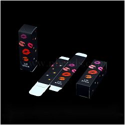 Rectangle Lipstick Paper Packaging Boxes, Lip Sample Lip Gloss Packaging Box, Black, 8.65x2.6x2.55cm(CON-WH0070-01A)
