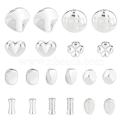 BENECREAT 100Pcs 10 Styles Alloy Bead, Long-Lasting Plated, Mixed Shapes, Silver, 7~12.5x6~12x3~6mm, Hole: 1.2~1.6mm, 10pcs/style(FIND-BC0004-58)