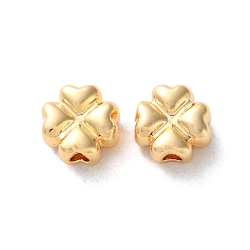 Brass Beads, Clover, Real 18K Gold Plated, 7.5x7.5x4mm, Hole: 1.6mm(KK-L221-007G)