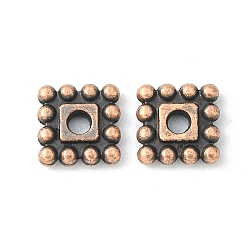 Tibetan Style Spacer Beads, Cadmium Free & Nickel Free & Lead Free, Square, Red Copper, 7x7x2mm, Hole: 2mm(TIBEB-00697-R-NR)
