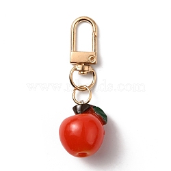 Fruit Keychain, Resin Pendant Keychain, with Iron Swivel Clasp, Apple Pattern, 6.2cm, pendant: 26.3x22x19.5mm(KEYC-WH0004-58G-08)