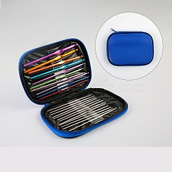 DIY Knitting Needles Sets, Inlcuding Stainless Steel & Aluminum Alloy Hook Needles, Blue, 125~145x0.6~6.5mm, 22pcs/set(WG36405-01)