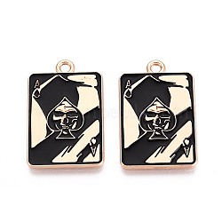 Halloween Theme Alloy and Enamel Pendants, Light Gold, Rectangle, 26x17x1mm, Hole: 1.8mm(ENAM-T021-30D-02)