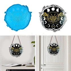 DIY Tarot Theme Moon Phase Butterfly Hanging Sign Silicone Molds, Resin Casting Molds, for UV Resin & Epoxy Resin Craft Making, Deep Sky Blue, 232x235x8.5mm, Inner Diameter: 227x225mm(DIY-I099-47)