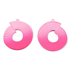 Spray Painted Iron Pendants, Round Ring, Hot Pink, 47x40x2.5mm, Hole: 1.6mm(IFIN-N008-029D)