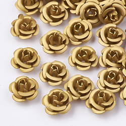 Aluminum Beads, Frosted, Long-Lasting Plated, 5-Petal Flower, Goldenrod, 7.5~8x5mm, Hole: 1mm(FALUM-T001-03B-06)