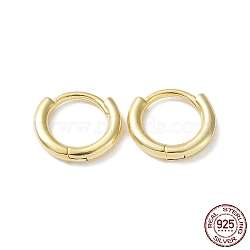 925 Sterling Silver Huggie Hoop Earrings, Round Ring, Real 18K Gold Plated, 12x2mm(EJEW-K258-19A-G)