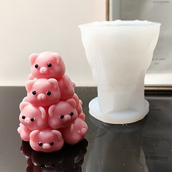 DIY Stacking Pigs Figurine Silicone Molds, Fondant Molds, Resin Casting Molds, for Chocolate, Candy, UV Resin, Epoxy Resin Craft Making, White, 85x70x65mm, Inner Diameter: 57x60mm(SIMO-C001-01)