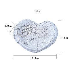 Heart Angel Wing Mini Resin Crystal Ball Display Bases, Crystal Sphere Display Stand, Wing, 75x95x32mm(PW-WG62546-01)