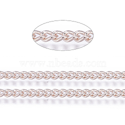 Brass Twisted Chains, Curb Chains, Unwelded, with Spool, Oval, Lead Free & Nickel Free & Cadmium Free, Rose Gold, 2.5x2x0.5mm, about 301.83 Feet(92m)/roll(CHC-S095-RG)