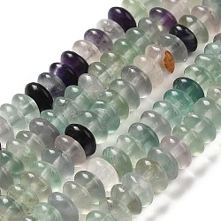 Natural Fluorite Beads Strands, Saucer Beads, Rondelle, 6.5x3mm, Hole: 1mm, about 118~119pcs/strand, 15.35''(39cm)(G-Z030-A05-01)