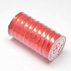 Flat Elastic Crystal String, Elastic Beading Thread, for Stretch Bracelet Making, Orange Red, 0.8mm, about 10.93 yards(10m)/roll(EW-O001-02F)