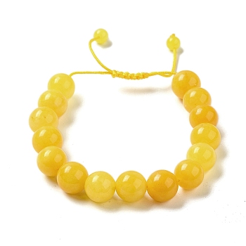 12.5mm Round Dyed 12.5mm Round Natural White Jade Imitation Beeswax Braided Bead Bracelets for Women Men, Inner Diameter: 2~3-1/8 inch(4.95~8.05cm)