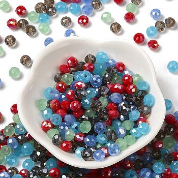 Glass Beads, Faceted, Rondelle, Light Steel Blue, 6x5mm, Hole: 1mm, about 2360pcs/500g