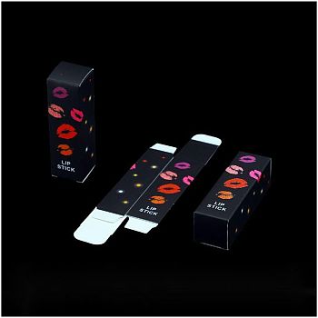 Rectangle Lipstick Paper Packaging Boxes, Lip Sample Lip Gloss Packaging Box, Black, 8.65x2.6x2.55cm
