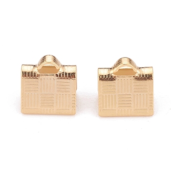 304 Stainless Steel Ribbon Crimp Ends, Golden, 7x7x5mm, Hole: 0.4mm