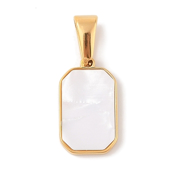 Ion Plating(IP) 304 Stainless Steel Pendants, with Acrylic, Square , Golden, 17.5x10x2mm, Hole: 7x3.5mm