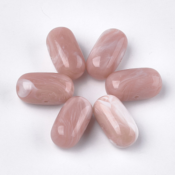 Acrylic Beads, Imitation Gemstone Style, Oval, Rosy Brown, 30x16x16mm, Hole: 2mm, about 75pcs/500g