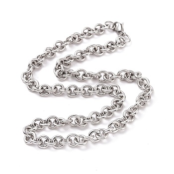 304 Stainless Steel Rolo Chains Necklaces, with Lobster Claw Clasps, Stainless Steel Color, 19.65 inch(49.9cm)