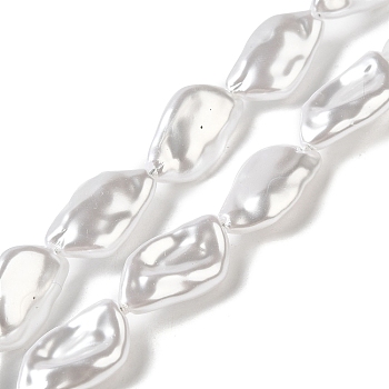 ABS Plastic Imitation Pearl Beads Strands, Leaf, Snow, 20x11.5x5mm, Hole: 1.2mm, about 60pcs/strand, 52.68 inch(133.8cm)