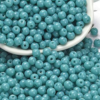 Opaque Colours Glass Seed Beads, Round, Turquoise, 4.5x3.5mm, Hole: 1mm, about 4500pcs/pound