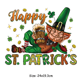 Saint Patrick's Day Theme PET Sublimation Stickers, Heat Transfer Film, Iron on Vinyls, for Clothes Decoration, Word, 193x240mm