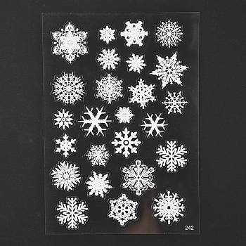 Waterproof Plastic Self Adhesive Stickers, White, Snowflake Pattern, 15x10.5x0.01cm, Stickers: 15~30x13~26mm