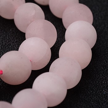 Frosted Round Natural Rose Quartz Bead Strands, 8mm, hole: 1mm, about 47~48pcs/strand, 15 inch