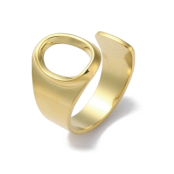 Real 18K Gold Plated 304 Stainless Steel Initial Letter Open Cuff Ring, Letter O, Inner Diameter: 17.8mm