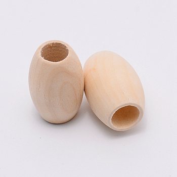 Wooden Beads, Large Hole Beads, Egg Shaped Rugby Wood Beads, Oval, Bisque, 30x20mm, Hole: 10mm, 50pcs/bag