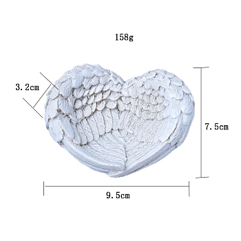 Heart Angel Wing Mini Resin Crystal Ball Display Bases, Crystal Sphere Display Stand, Wing, 75x95x32mm
