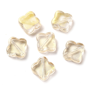 Transparent Glass Beads, Rhombus, Gold, 11.5x11.5x4.5mm, Hole: 1.2mm