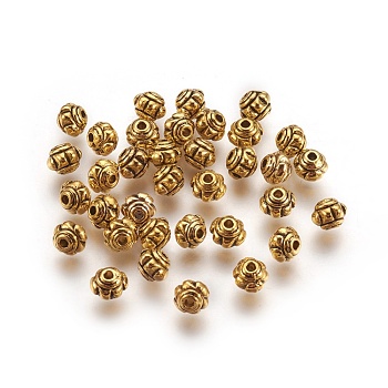 Tibetan Style Spacer Beads, Cadmium Free & Nickel Free & Lead Free, Flower, Antique Golden, Size: about 5mm in diameter, 4.3mm thick, Hole: 1.2mm
